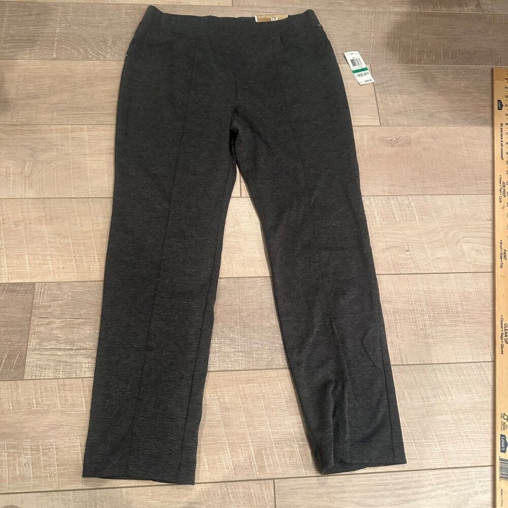 JM COLLECTION LARGE PETITE HEATHER GRAY RHINESTONE LEGGINGS PANTS NEW